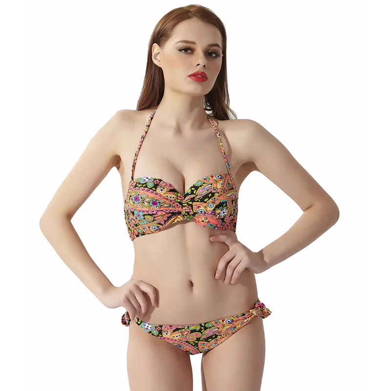 CTS Backless Bow Tie Up Biquini Sexy Women Bikini Swimwear Printed 2 Pieces Low Waist Beach Bikinis Women Swimsuit Bikini Set (10)