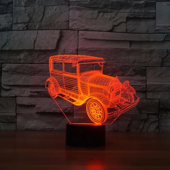 

Hot 3D Special Retro Car LED Table Lamp Lifelike Acrylic Car Design Night Lamp Atmosphere Lamps Novelty Lighting Best Gift