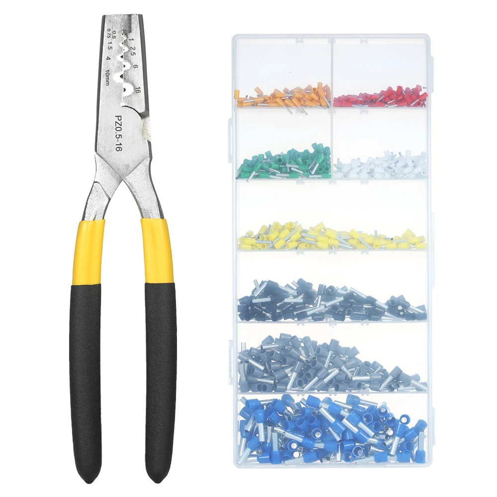 

Professional Cable Wire Crimper Hand Crimping Pliers Tool Copper Insulated Cord Pin Cable End Sleeves Terminal Connector Set