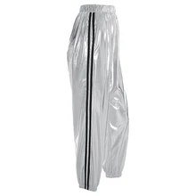Striped Casual Sweatpants Silver Dancing Women Pants High Waist Fashion Hip Hop Trousers Female Loose Pants Striped Casual Sweatpants Silver Dancing Women Pants High Waist Fashion Hip Hop Trousers Female Loose Pants