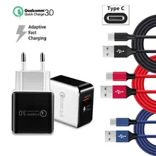 Быстрая зарядка QC 3,0 3,0 2,0 USB Зарядное устройство Тип-C USB Дата-кабель для Xiaomi samsung S10 плюс S9 S8 Note9 A3 A5 A7 Oneplus 6, 6 комплектов/партия, 5 T 5