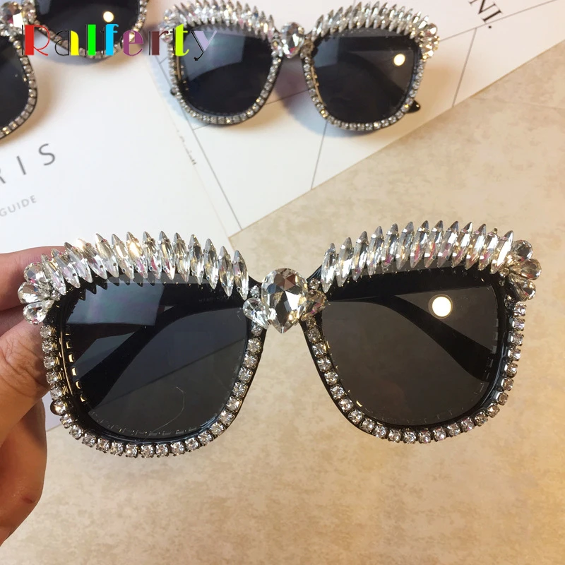 Ralferty Womens Crystal Sunglasses Luxury Handmade Rhinestone Sun ...
