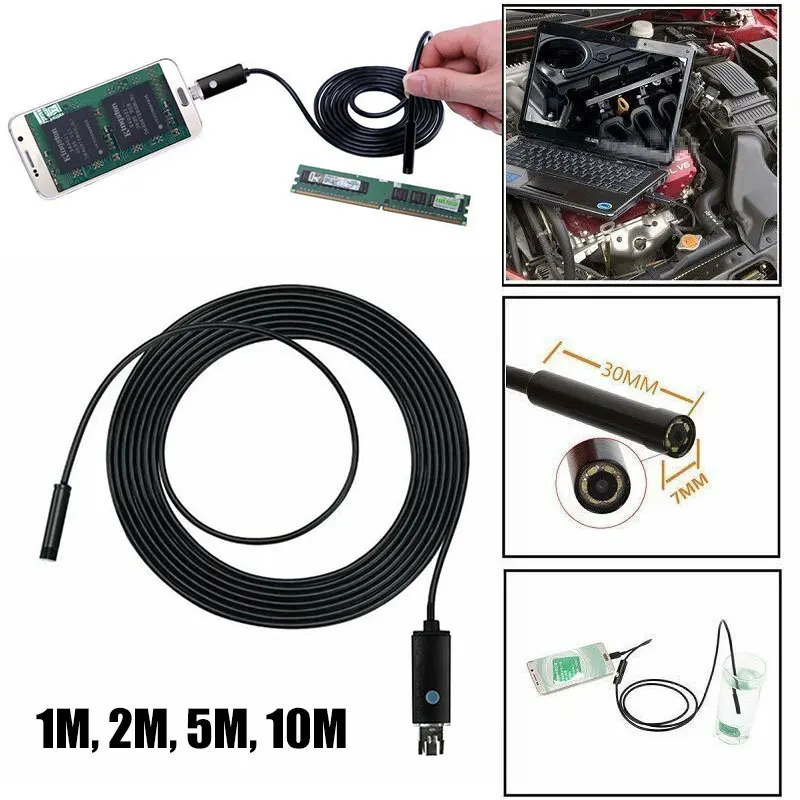 7 мм Портативный эндоскоп мобильных телефонов и компьютеров, видео в режиме реального времени Портативный фото наблюдения камера для обследования эндоскоп