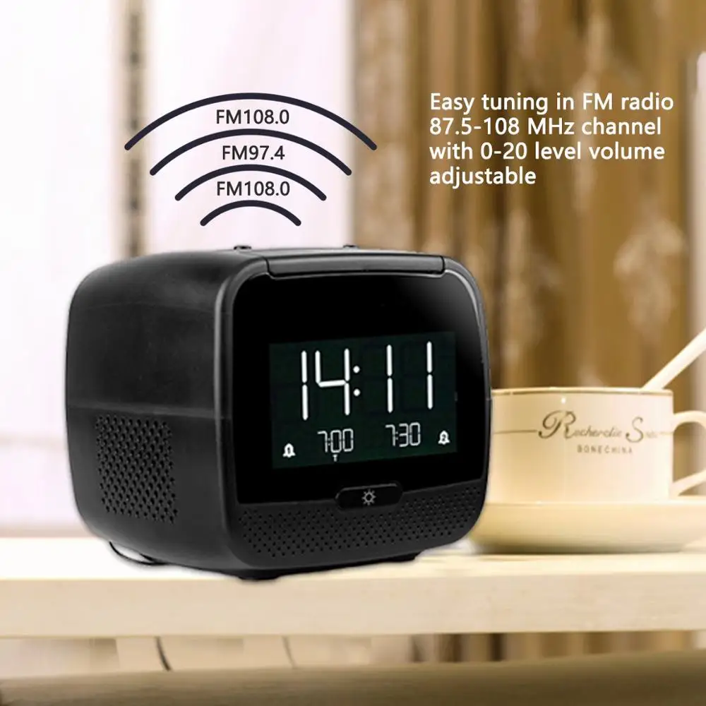 TIVDIO CL 11B цифровой динамик bluetooth двойной будильник fm радио с таймером сна Повтор