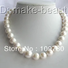 Ювелирные изделия 00580 потрясающий большой 12 мм круглый белый пресной воды жемчужное ожерелье