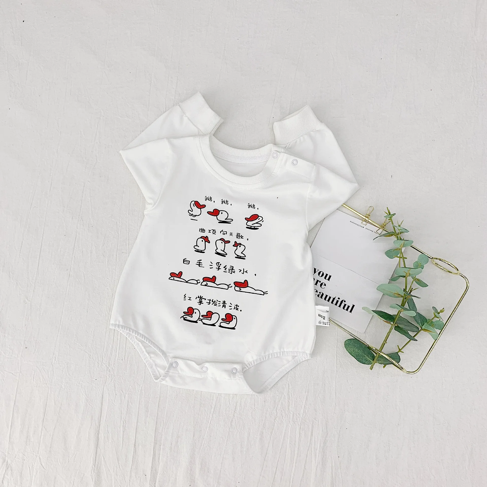 

Autumn baby boys cartoon goose long sleeve bodysuits infant baby cotton casual jumpsuits clothes