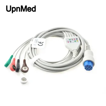 

Compatible Datex Cardicap II 5 lead ecg cable with leadwires,snap,AHA,10pin