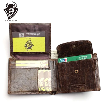 

2020New Small Vintage Wallet Brand High Quality Vintage Designer 100% Genuine Crazy Horse Cowhide Leather Men Short