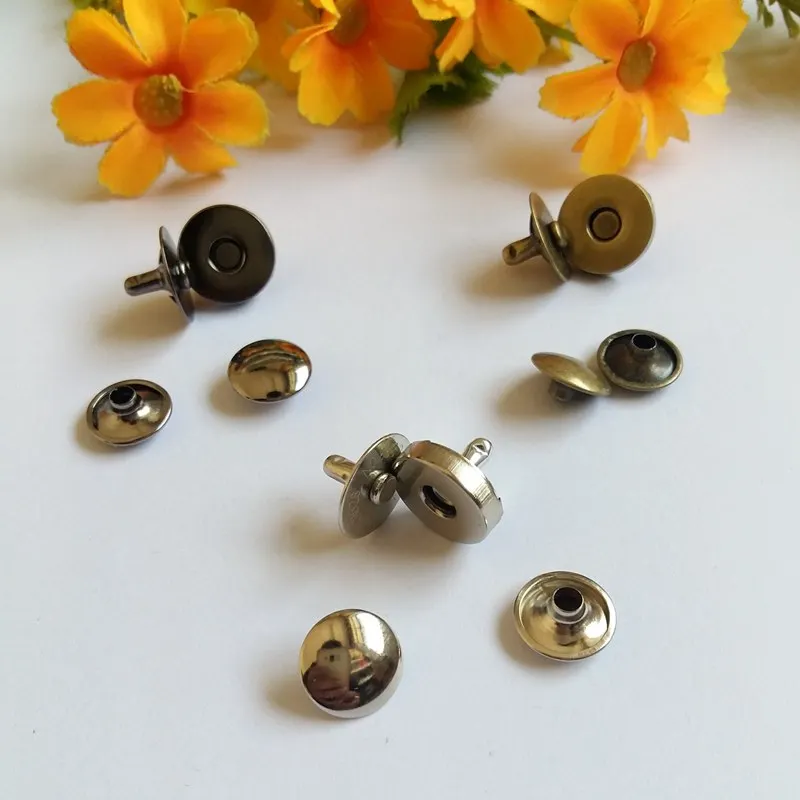 5 sets / Lot 14mm*3mm 9/16" Round Magnetic snaps purse Double Rivet closures Clasp Stud Button Fastener |