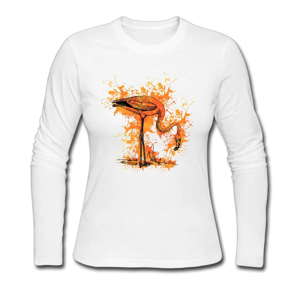 Fashion Cool Style spilling orange flamingo T Shirts Women O Neck Cool
