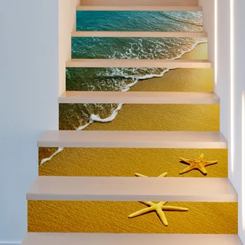 

Starfish Stairs Stickers Imitation 3D Self-adhesive Wall Stickers PVC Wall Poster For Kids Room Wall Decals