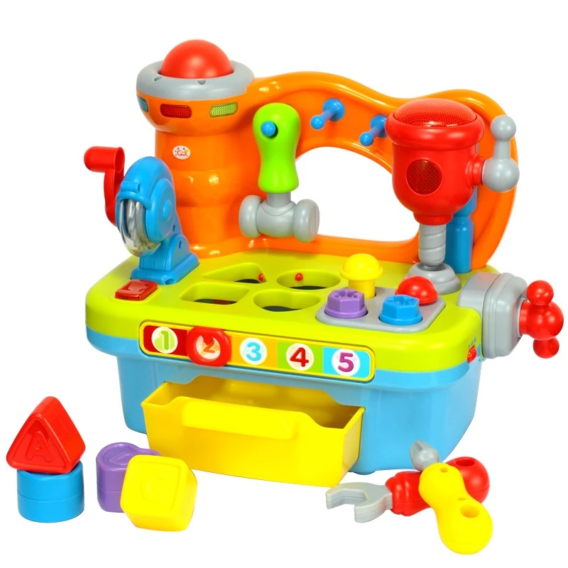 Bebe Outils Jouets En Plastique Workbench Enfants Jouer A Faire Semblant Outil Ensemble Electrique Jouet Avec Musique Et Lumiere Marteau Cle Outil Pour Enfants Aliexpress