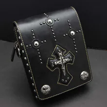 Шипованный череп крест панк Байкер мужская кожаная сумка на плечо повседневные сумки черный уникальный