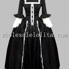 Готическое черно-белое хлопковое английское викторианское платье эпохи