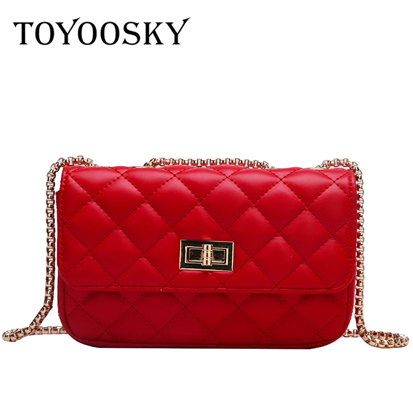 

TOYOOSKY Classic Quilted Plaid Black Women Shoulder Bags Female Chain Party Crossbody Bag Sac A Main Femme Women Leather Handbag