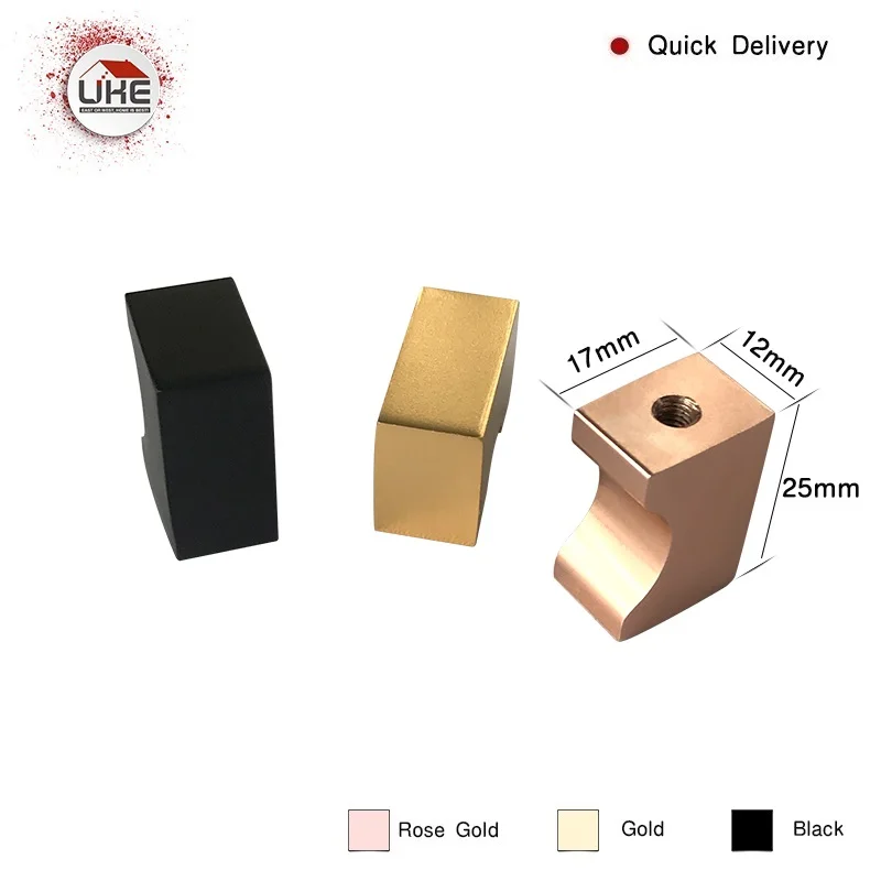 

FREE SHIPPING UKE Small Gold Knob Aluminum Drawer Black Knob Rose Gold Furniture Cabinet Door Knob