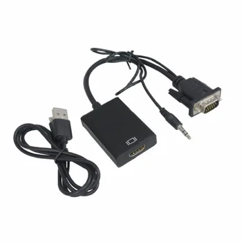 

1pc VGA to HDMI Converter Cable With Cable Audio Power 1080P VGA2HDMI Male to Female Adapter for PC laptop to HDTV Projector