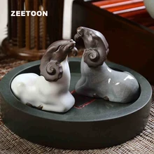 2 шт./лот чайный набор кунг-фу ручной работы ремесленные фигурки керамика GE kiln 1 пара фиолетовая глина Коза чай ПЭТ домашний декор шкаф орнамент