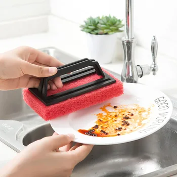 

1Pc Strong Decontamination Belt Handle Sponge Bottom Cleaning Brush Fiber sponge Rub Magic Wipe Brush Tile Wipe Cleaning Tool