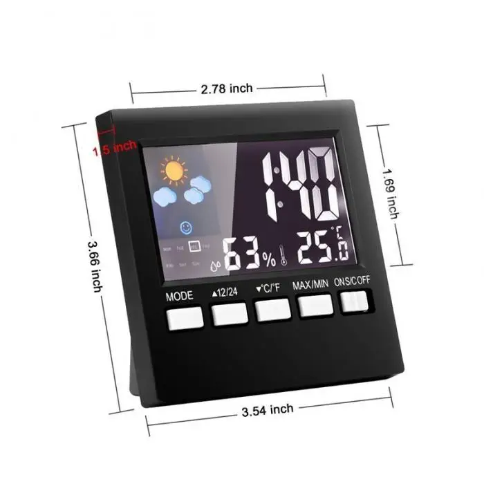ЖК-дисплей Цифровой термометр гигрометр закрытый электронный Температура измеритель влажности Часы метеорологическая станция GQ999