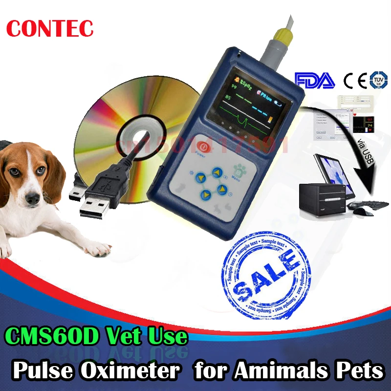 

USA Stock, 2-5 days delivery, Veterinary US Stock Vet Use CMS60D Handheld Pulse Oximeter Oxygen SpO2 Monitor PC SoftWare