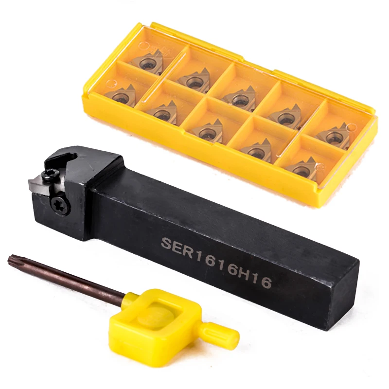 

10pcs 16ER AG60 Carbide Internal Insert 1pc SER1616H16 Tool Holder Wrench For Lathe Turning Threading For Lathe Turning Tool