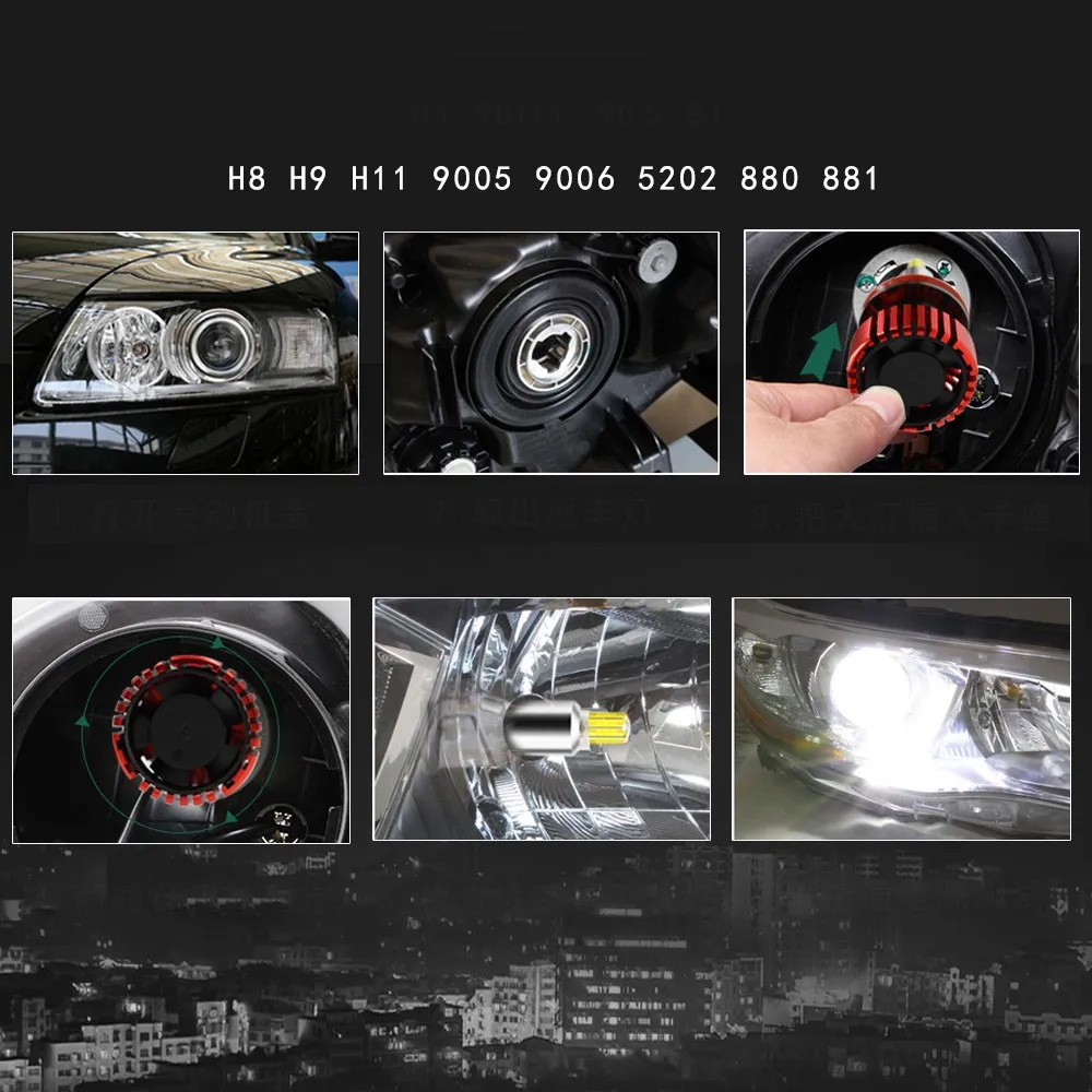 MALUOKASA 2 шт. светодиодный головной светильник лампы для автомобилей H1 H7 H8 H9 H11 9005 9006 EMC 3D посылка светильник источник сверхпроводящие квасцы автомобильный светильник