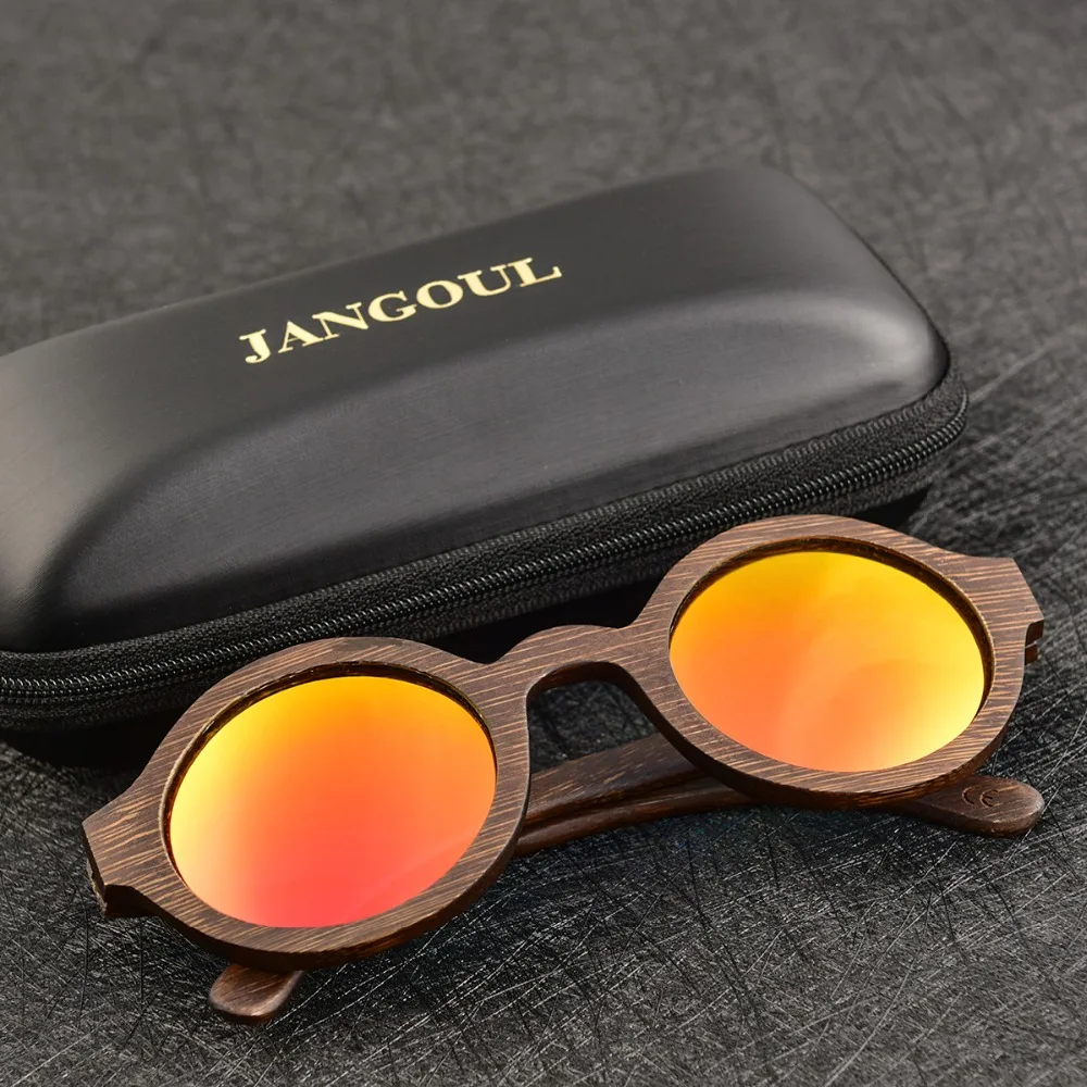 Jangul Дизайнерские деревянные солнцезащитные очки Классические бамбуковые деревянные солнцезащитные очки натуральные мужские и женские ретро очки ручной работы 023