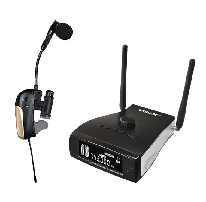 

ACEMIC True Diversity UHF Professional Wireless Saxophone Microphone System Gooseneck clip Trumpet Saxo Mic with aluminum box