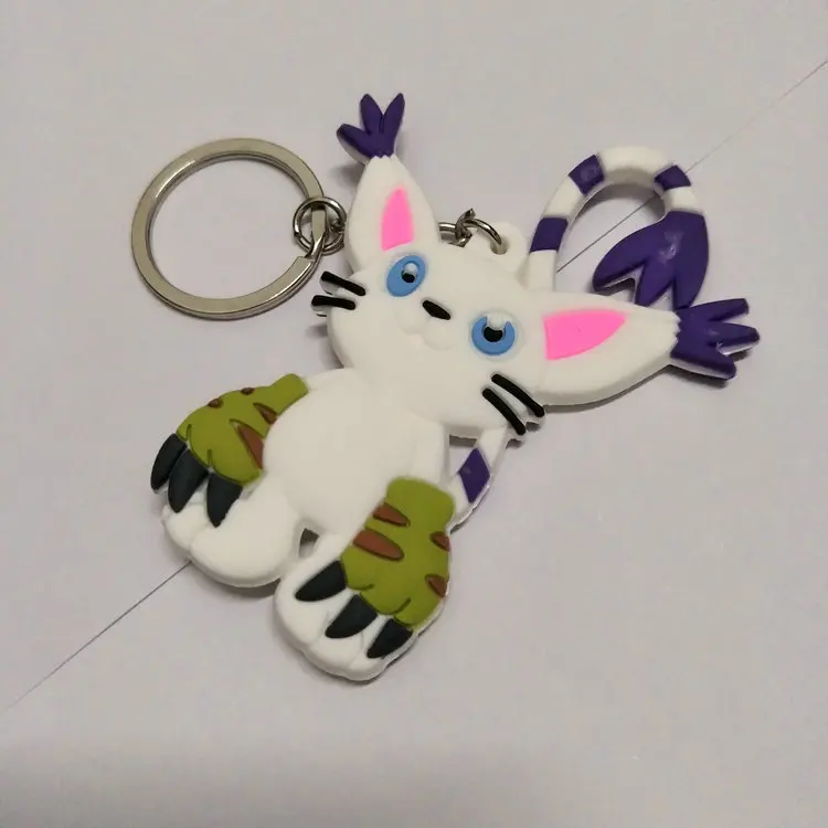 Digital Monster cartoon PVC Agumon Piyomon Patamon Tailmon cute funny silicona para llaves colgante Jewelry llaveros