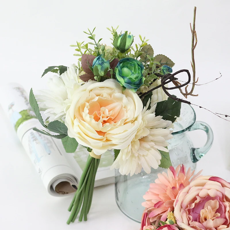 Artificial Wedding Bouquets for Brides New design Bruidsboeket Flors Silk Flowers Bouquets with Berry for Wedding Decoration (18)