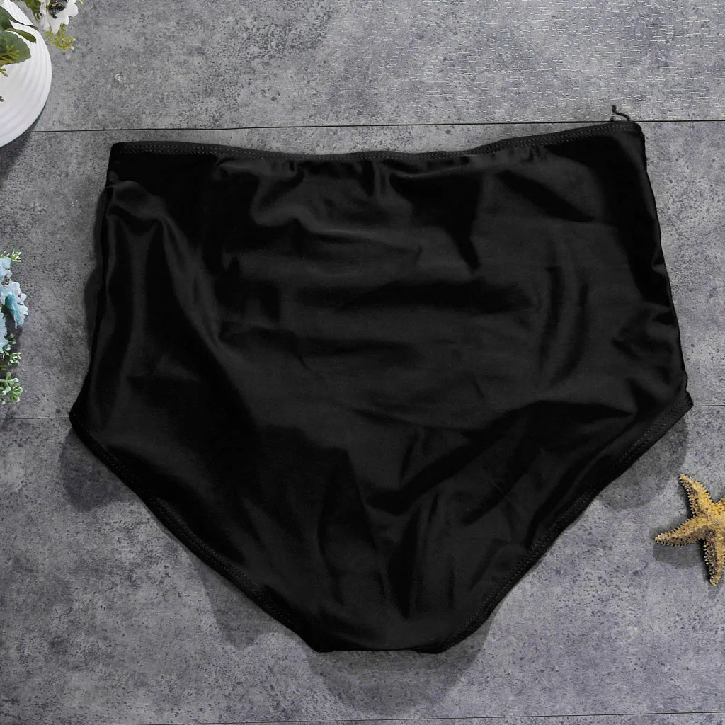 Sexy High Waisted Bikini Bottoms Swimwear Shorts Black Pleated Bathing Suit Bottoms Plus Size Women swimsuit Briefs panties