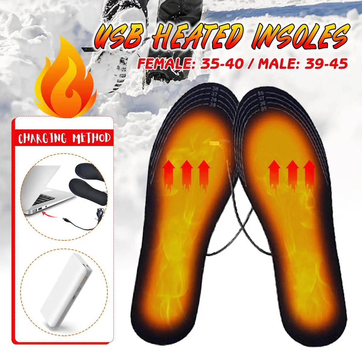 

Cutable Heated Insoles Winter Electric Insoles Heated Shoe Warm Insoles Inserts Usb Charged for Shoes Boot Warm Shoepad Unisex