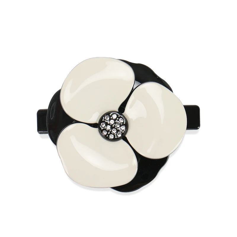 

Camellia Cellulose acetate Hair barrette Ponytail Holders Hair Elastics with Rhinestone Crystal Hair clips for Women SA5078