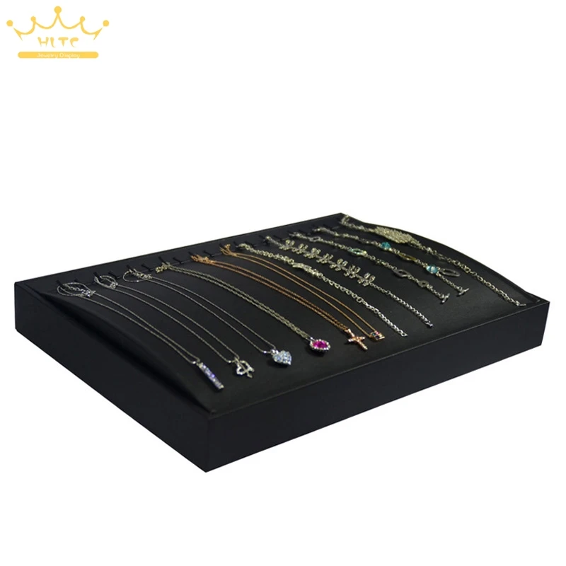 Free Shipping 20 Hook Black PU Leather Jewelry Display Shelf Necklace Show Case Organizer Tray Stand | Украшения и аксессуары