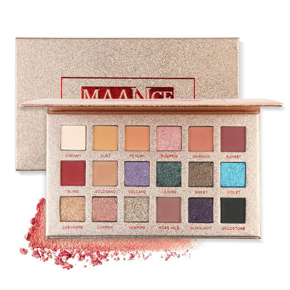 MAANGE 18 Colors Matte Eye Shadow Palette Pigment Glitter Eyeshadow