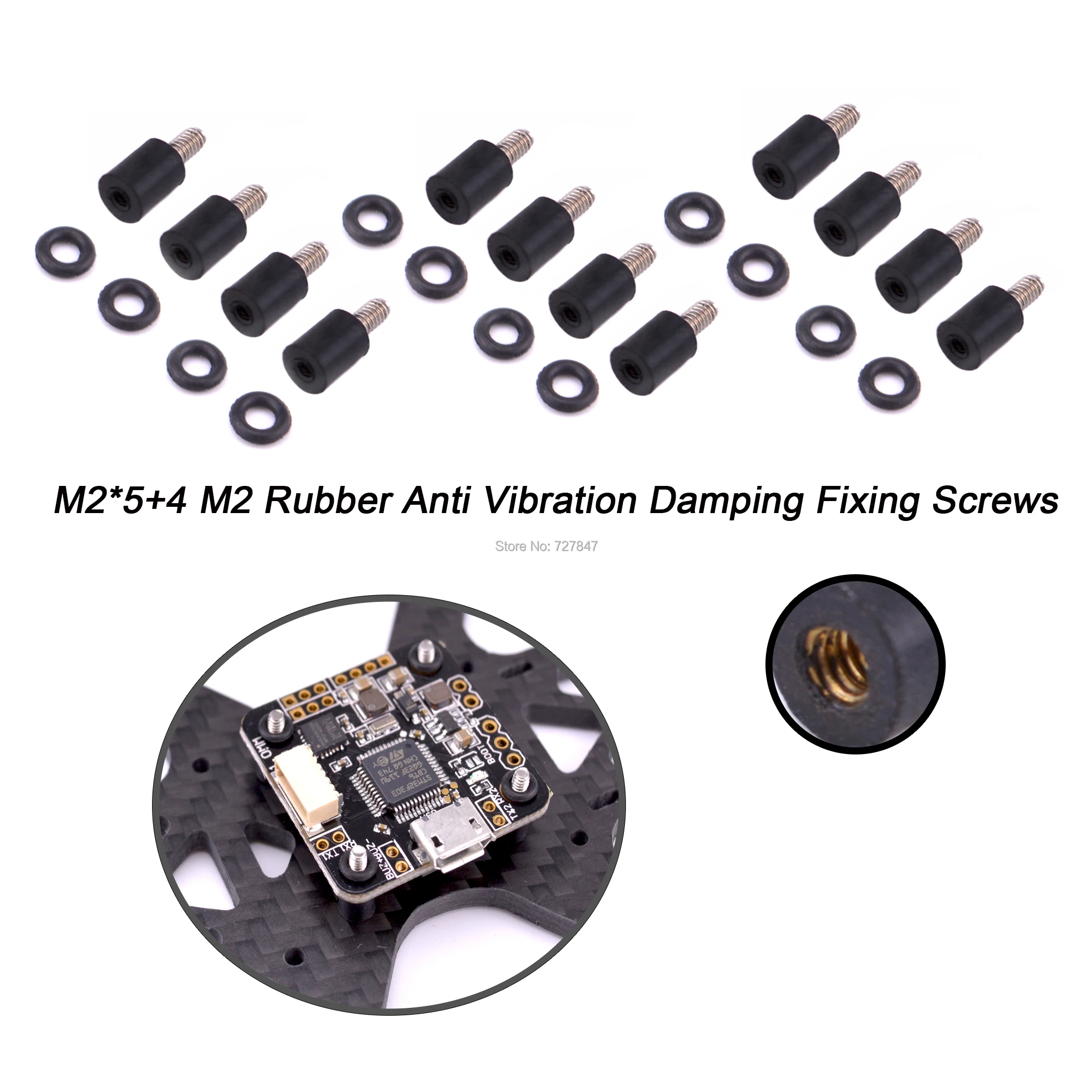 

M2*5+4 M2 Rubber Anti Vibration Damping Fixing Screws for Micro Mini F3 / F4 / CC3D RC Models Flight Controller