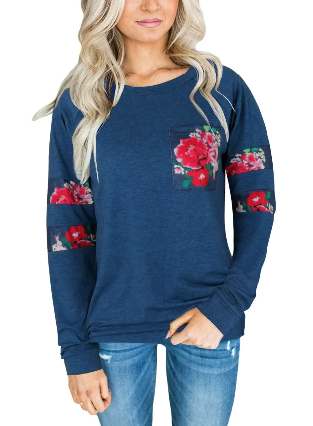 Floral Print sweatshirt rose printing hoodies women 2017 autumn casual