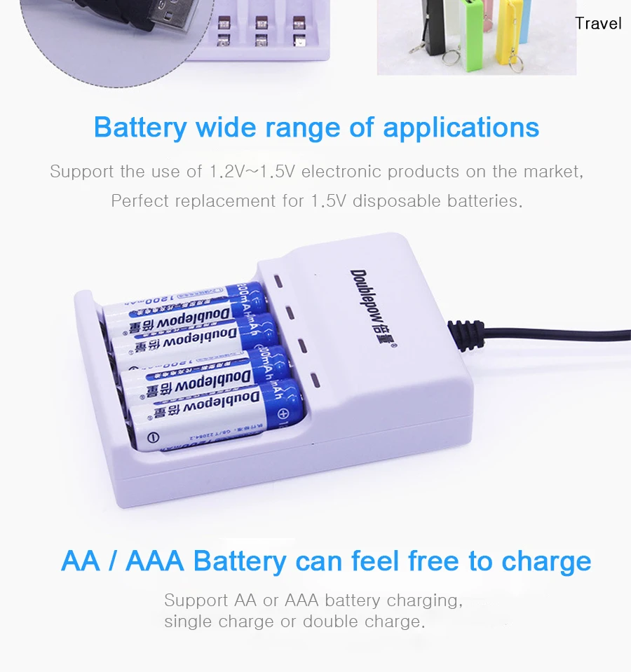 AA Ni-MH аккумуляторы+ 4 слота USB зарядное устройство для AA/AAA батареи; 800mAh 1200mAh 2A 5# батарея+ портативный батарейный блок