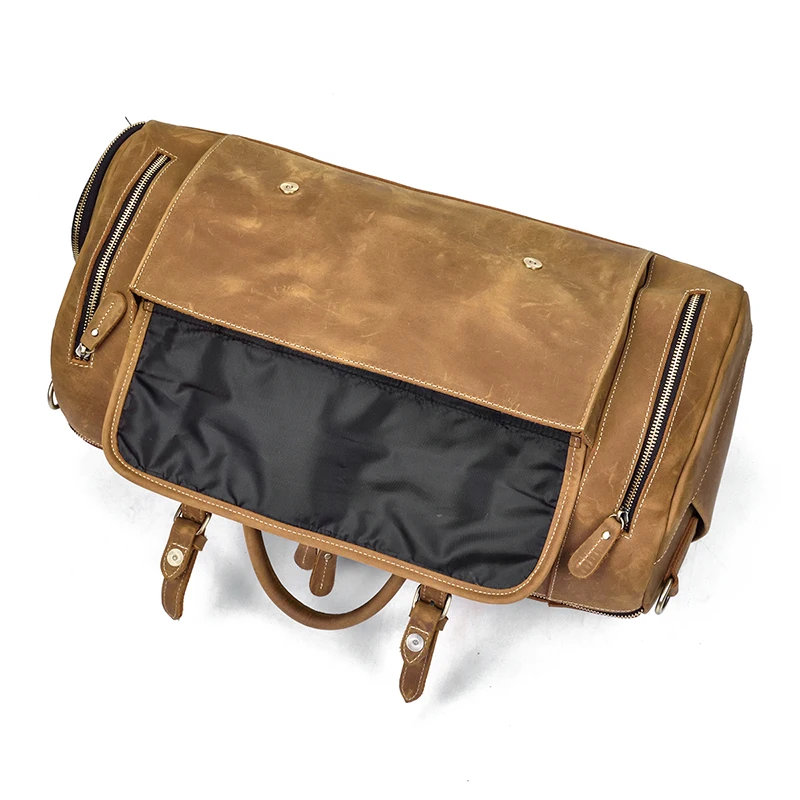 Front Pocket of Woosir Men's Leather Duffel Bag