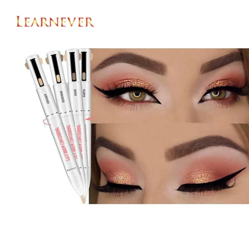 

LEARNEVER 4-in-1 Easy to Wear Eyebrow Contour Pen Defining Highlighting Brow Tattoo Pen Eyebrow pencil Dye Waterproof Cosmetics