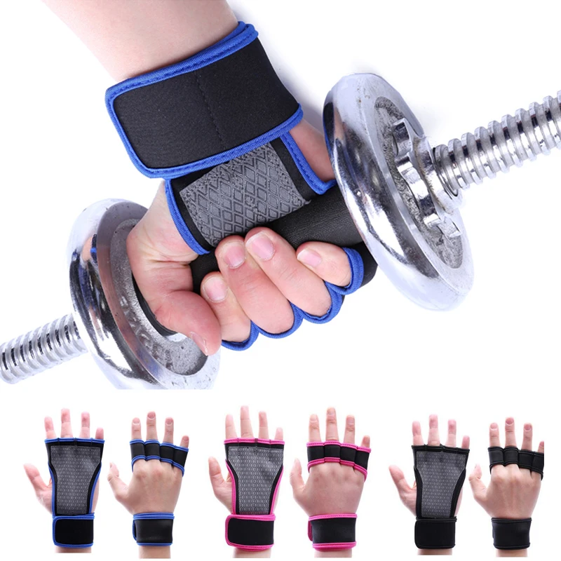 

WeightLifting Wrist Support Gym Fitness Hand Straps Half Finger Palm Wrist Protector Dumbbells Horizontal Bar Sports Gloves L365