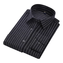 Высокая Качественный хлопок фланель Для мужчин рубашка Длинные рукава плед полоса сплошной Формальные рубашки бренд Повседневное рубашки человек DS154