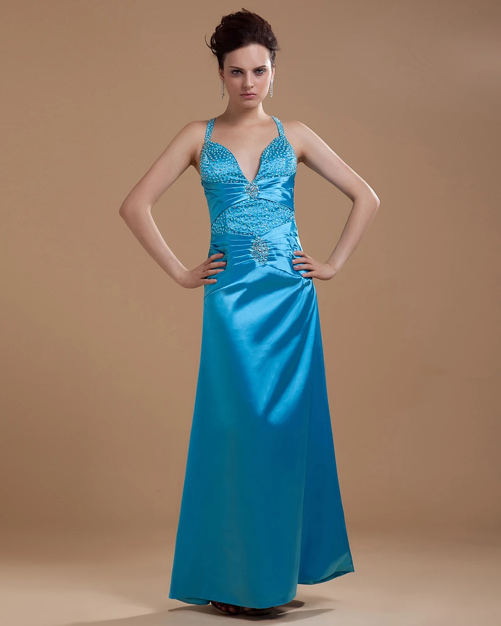 AEE26 Gossip Girl Blake Lively Fashion blue Zuhair Murad floor length Halter evening dress 2013 | Свадьбы и торжества