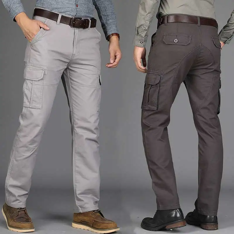 Men's Cargo Pants Overalls Multi Pockets Quality 2017 Autumn Winter