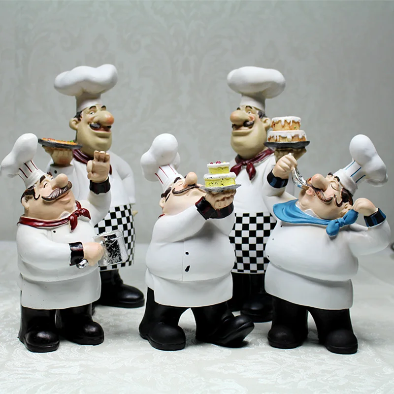Home Kitchen Bar Restaurant Decor Ornament Figure Statue Chef Statue Cake