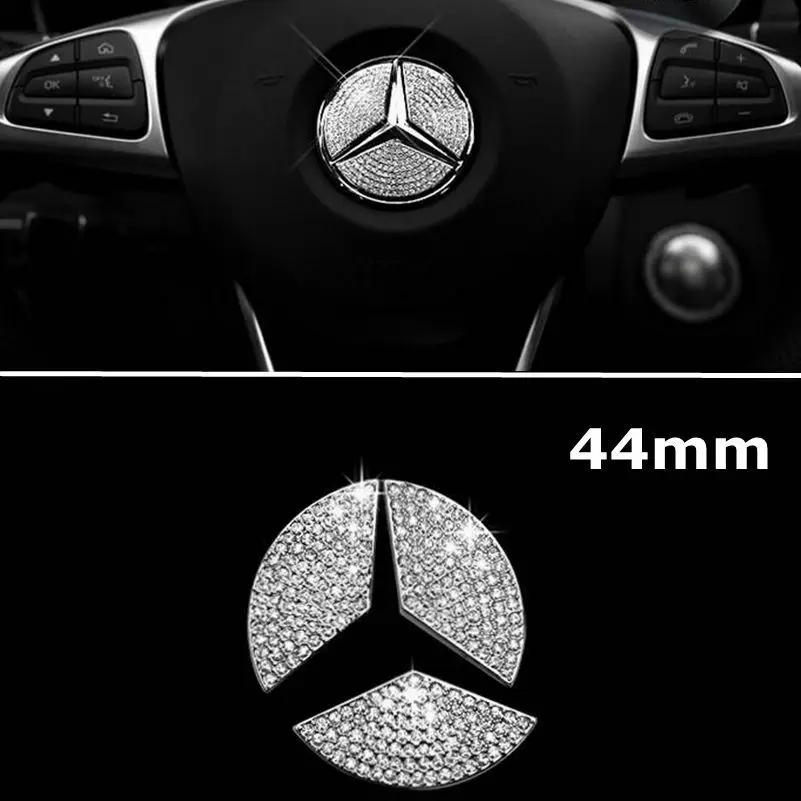44 мм Автомобильный руль ЦЕНТР логотип горный хрусталь эмблема наклейка для Mercedes Benz