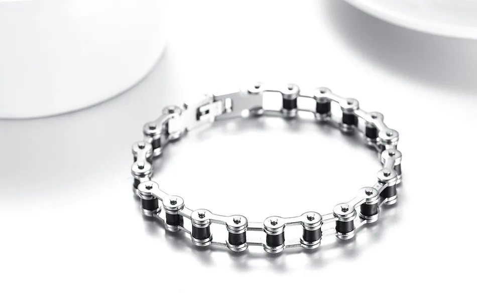 Effie Queen Высокое качество мужской браслет в виде цепи, браслет ювелирное изделие из нержавеющей стали с силиконовым замком, IB29
