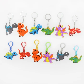 

50 Pcs Newest Cartoon Dinosaur Key Ring Silicone Dinosaur Keychains PVC Keyrings For Kids Gifts Dinosaur Theme Animal Keyrings