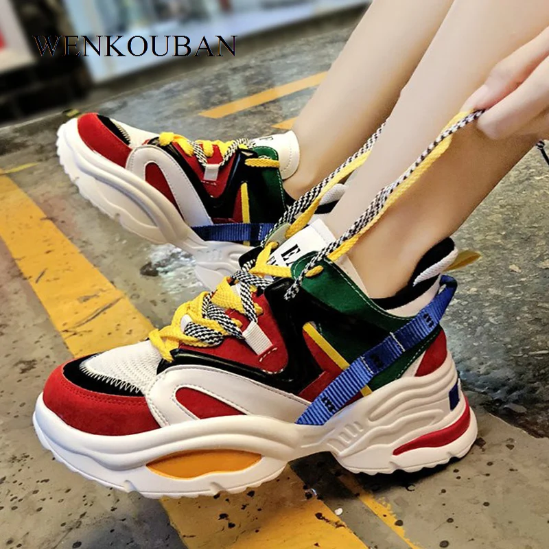 

Trendy Women Sneakers Platform Chunky Sneakers White New Casual Woman vulcanized Shoes Ladies Dad Trainers Chaussures Femme